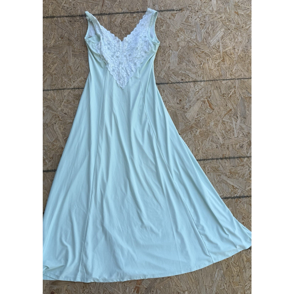 Soft Surroundings Women’s Nightgown Medium Aqua Blue Lace Bodice Maxi Length - Picture 6 of 7